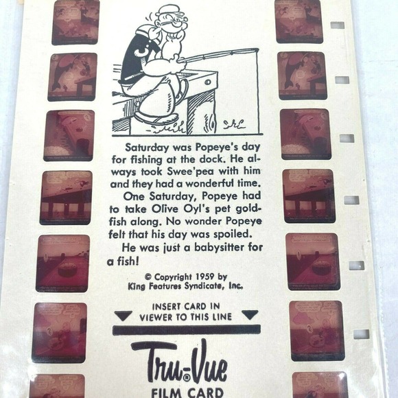 VTG 1959 Tru Vue Popeye Spinach Bait Film Card - Picture 2 of 3